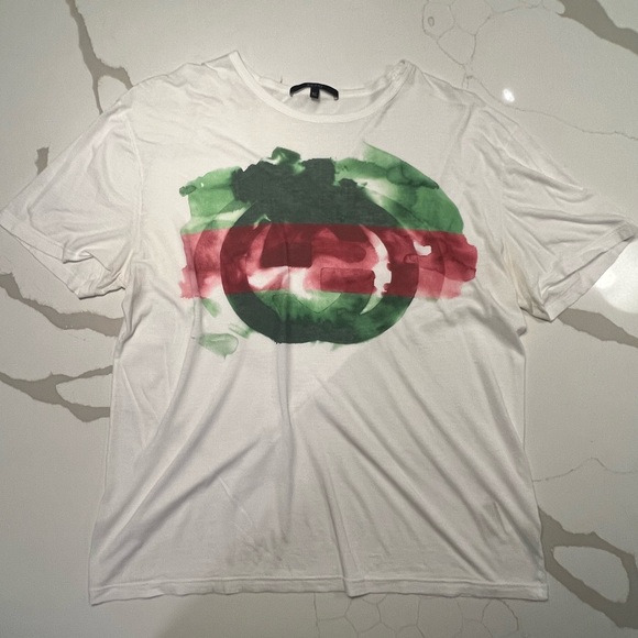 Vintage Gucci White Tee with Red and Green interlocking GG Logo - Picture 1 of 6